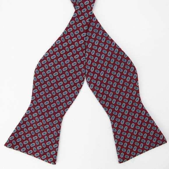 Daniel Cremieux Maroon 100% Silk Self Tie Bow Tie Bowtie - Picture 2 of 6